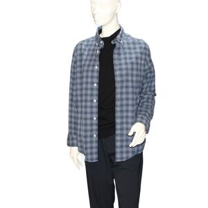 Goodfellow & Co Plaid Button Down Shirt | Blue Plaid Long Sleeve | Men's Small